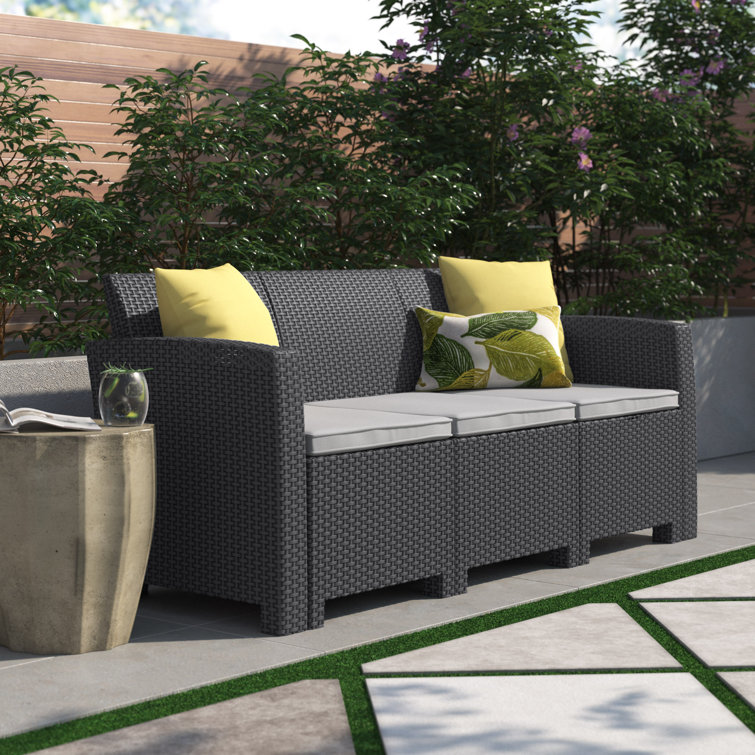 Alderman Faux Rattan Sofa with All Weather Cushions